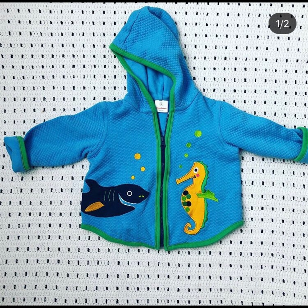 Hanna Andersson quilted hooded jacket ocean